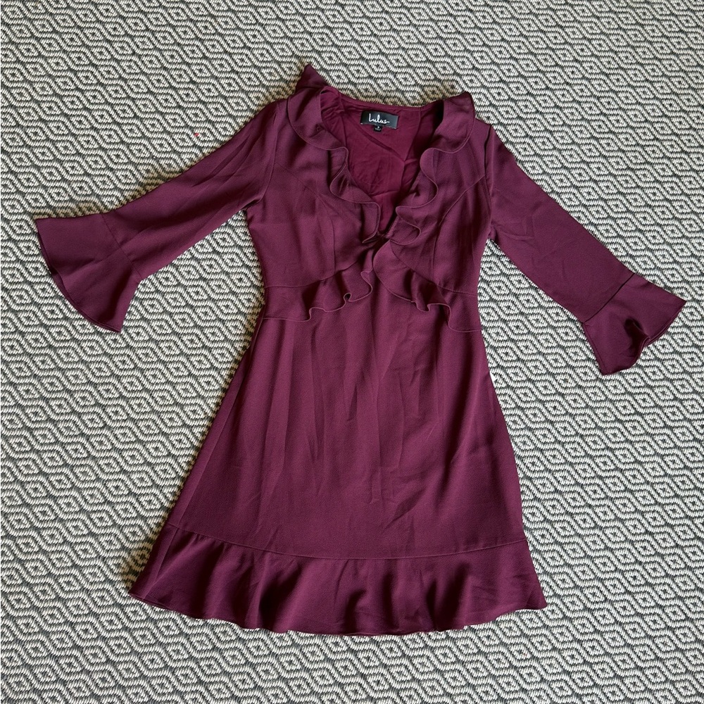 Elegant Purple Ruffle Dress
